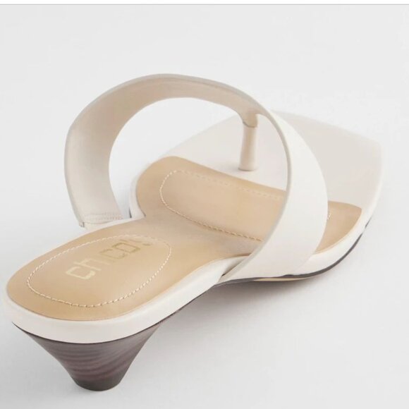 NWT CHico's Julia Nappa Kitten Heel Sandal in BONE Size 7.5 - Picture 3 of 7